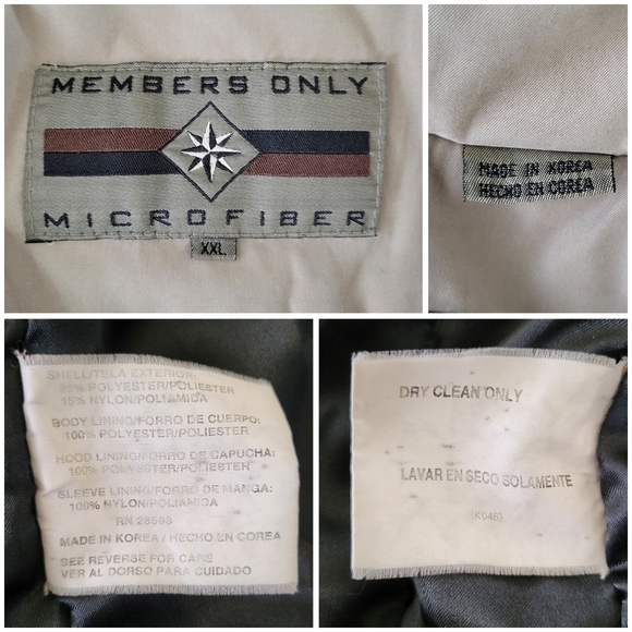 Vtg 90s Members Only Hooded Heavyweight Zip-Up Microfiber Jacket Men's XXL Green - Picture 5 of 11